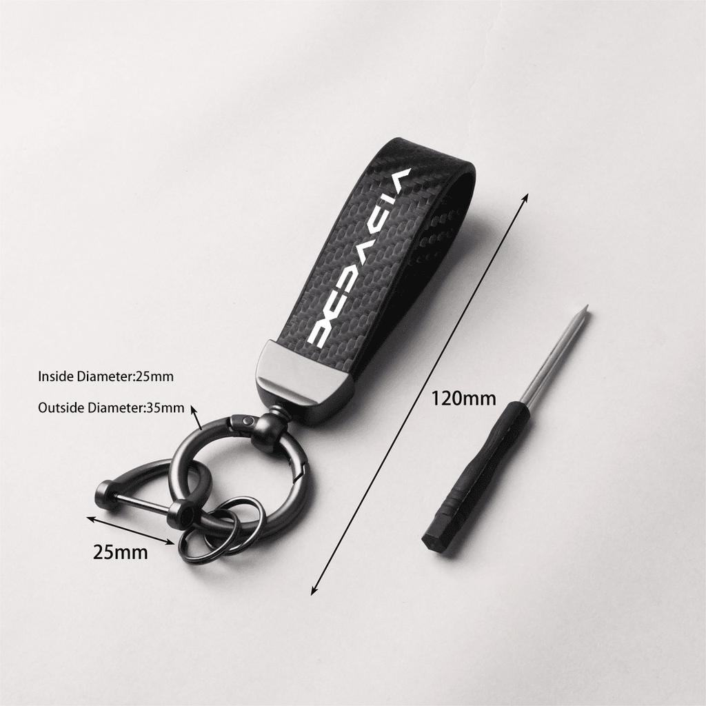 Carbon Leather Luxury Car Logo Keychain Zinc Alloy Emblem Keyring For Dacia Logan Sandero Duster Lodgy Spring Jogger Dokker