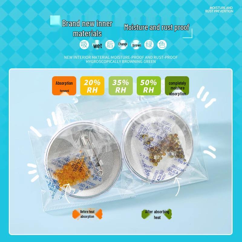 Color-Changing Reusable Silicone Desiccant Badge for Moisture-Proof Storage