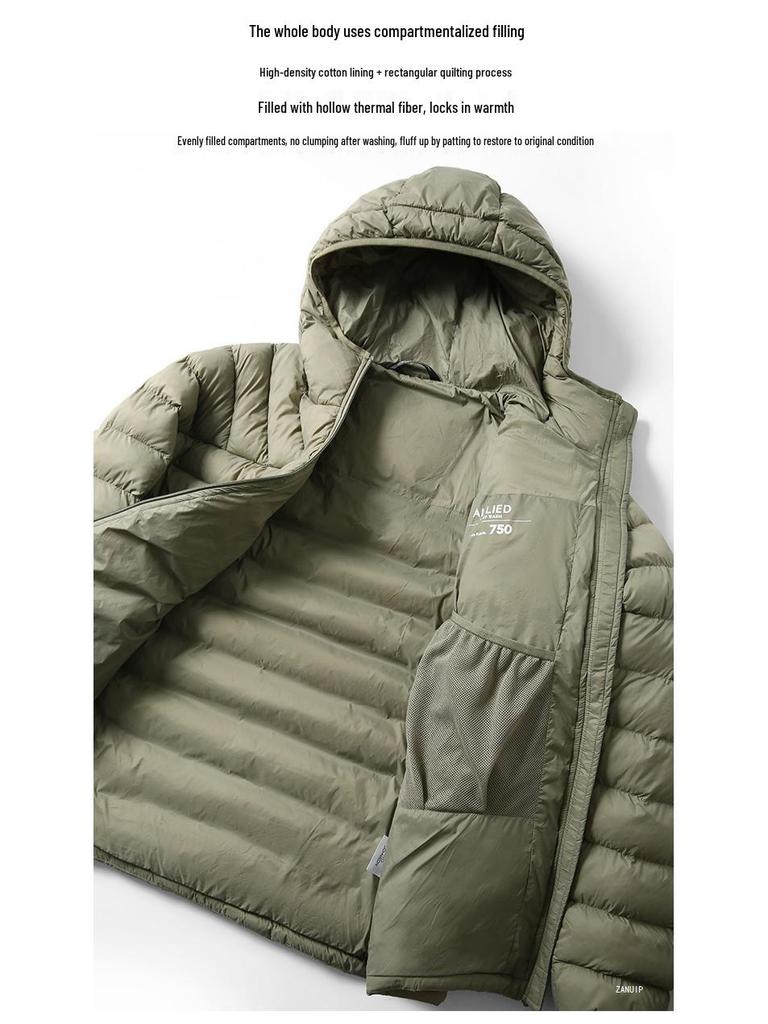 2025 Autumn/Winter Gold Label Men's Lightweight Tech P Hooded Jacket - Windproof, Water-Repellent, Warm Cotton
