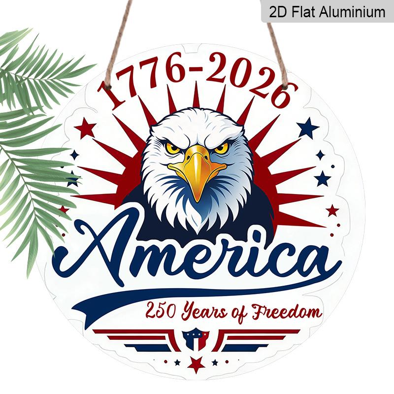 2D Flat 1pc Aluminum Independence Day-Themed Wall Decor 7.87 inches x 7.87 inches Celebrating the 250th Anniversary Patriotic Decor Suitable for