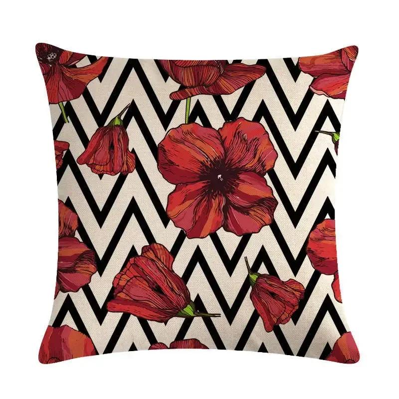 Plant Flowers Bird Linen Pillowcase Furniture Decoration Living Room Bedroom Sofa Car Cushion Pillowcase 45*45Cm