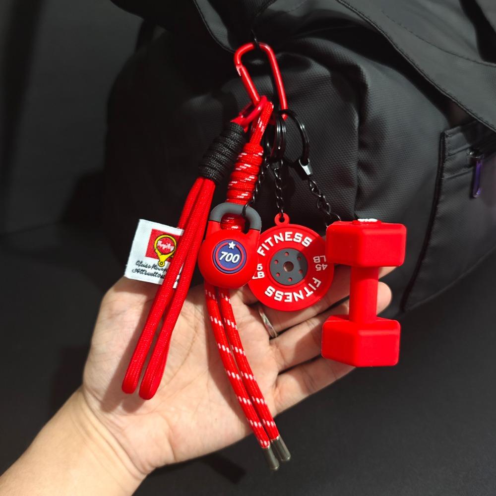 Barbell Plates Big Dumbbells Keychain D-shaped Buckle Fitness Series Pendant  Bodybuilder