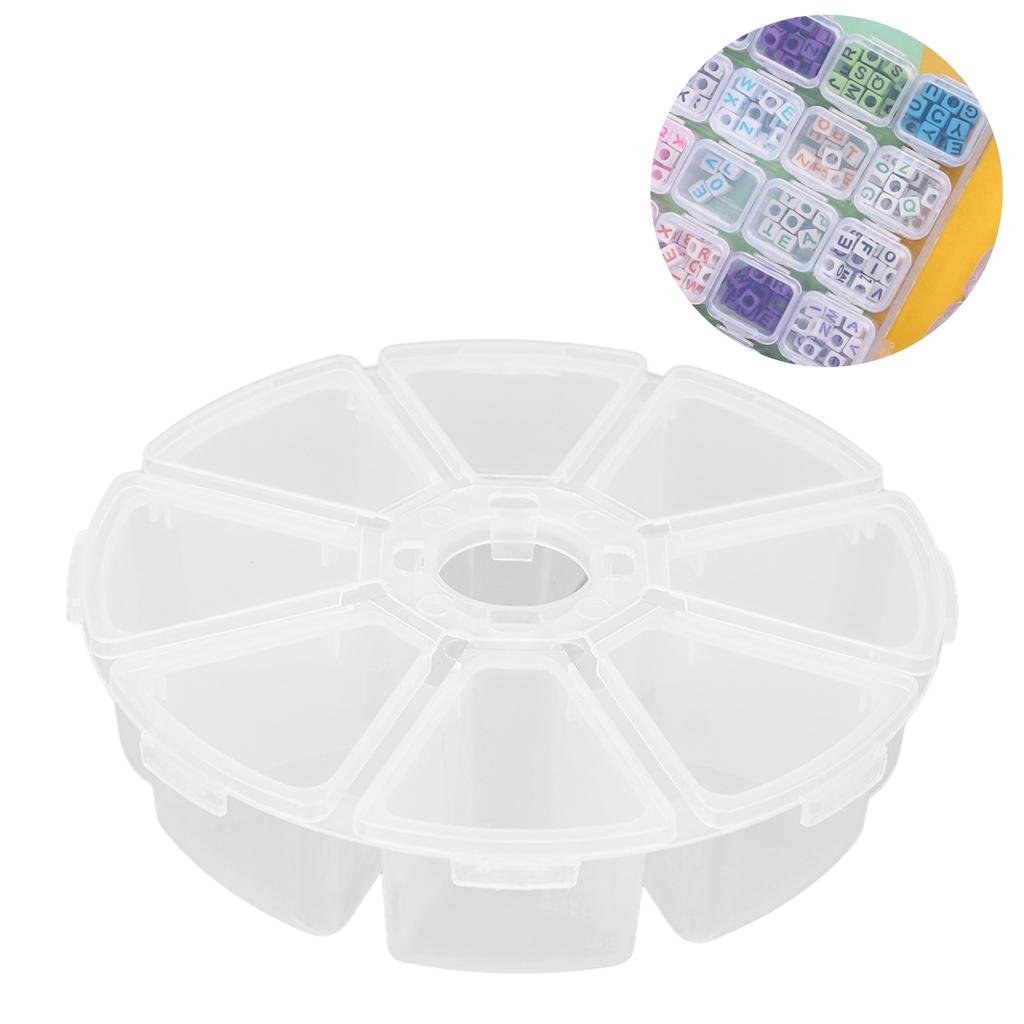 8 Fack Rund Klar Plastlåda Avdelare Förvaringsbehållare för Pärlor Smycken DIY Hantverk Nagelkonst Artiklar