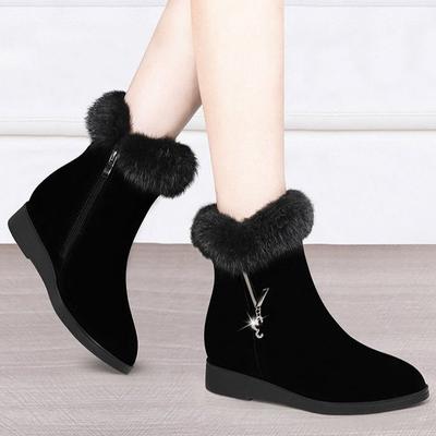 Schneestiefel Damen Winter verdickte Baumwollstiefel flachsohlige Plüschschuhe Damen Übergröße Baumwollschuhe warme kurze Stiefel