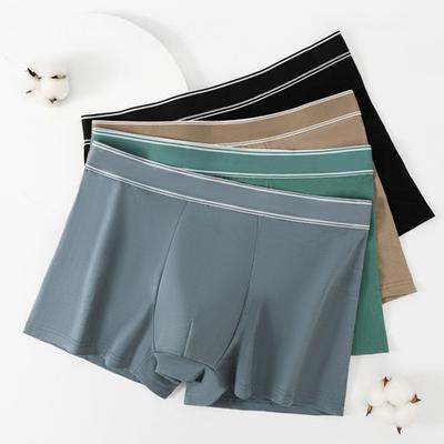 Mens Cotton Boxers Briefs Summer Moisture Wicking Underwear Solid Color Breathable Stretch Wide