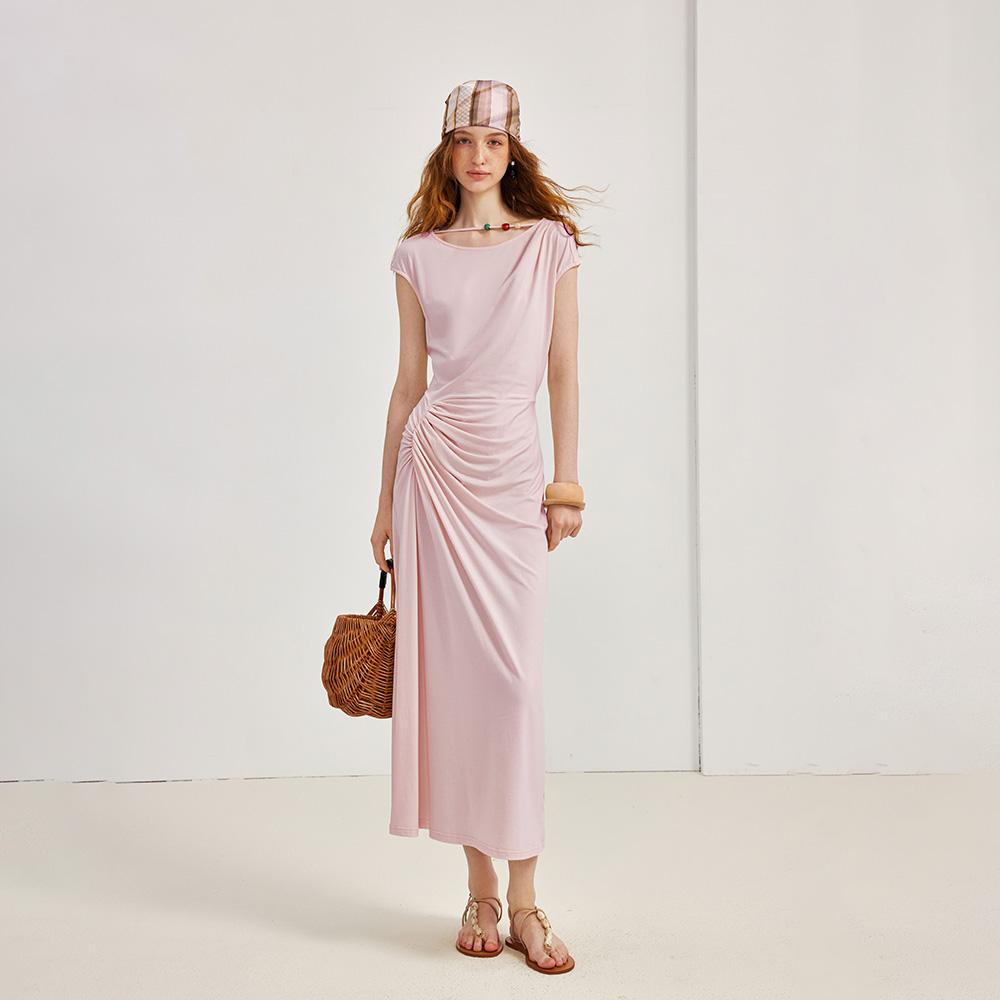 Waiwaiaiem Yy_Round Neck Slim Fit Dress_3Color