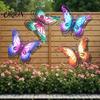 Fairy Tale Garden Ornaments Metal Butterfly Wall Decorations, Art Sculpture, Colorful Iron Sculptures Weatherproof Hanging Decor for Patio Fence Home