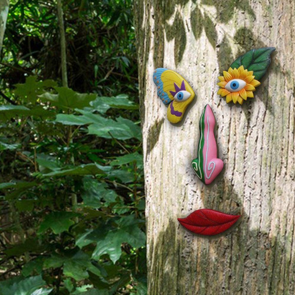 1 Set Colorful Butterfly Tree Face Pendants Handmade Resin Garden Sculptures  Home Decor