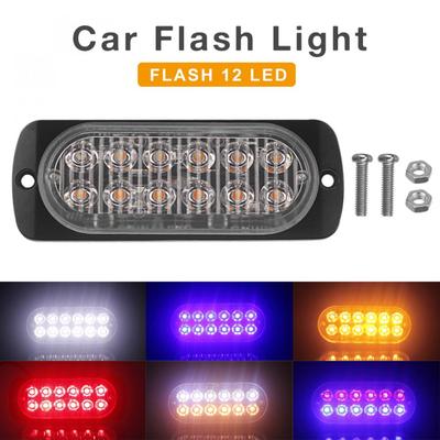 4pcs 12LED Amber White Strobe Light Truck Hazard Beacon Flash Warn 12-24V