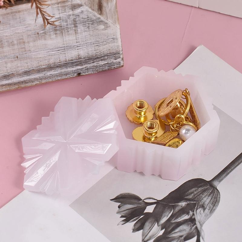 2Pcs Epoxy Crystal 3D Anniversary Six-pointed Star Container Storage Box Molds for Rings Jewelry Storage Home Decor