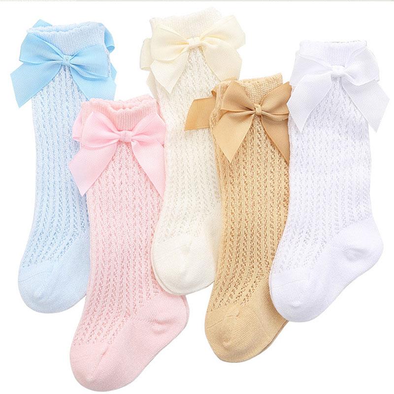 baby summer socks for newborn long socks set white mesh ruffle cotton soft long new born socks with bow princess birthday gift