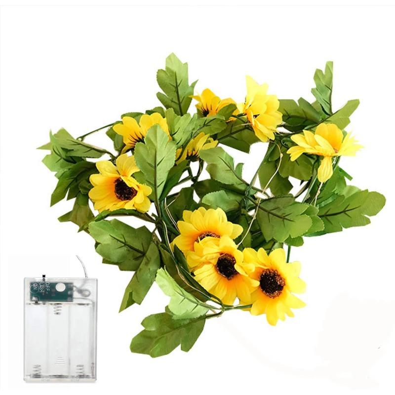 2 5 10M Battery Powered Sunflower String Light Outdoor Waterproof Artificial Flower Vine Atmosphere Lamp for Home Garden Decor