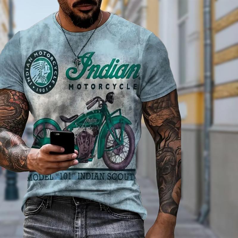 

Новая летняя мужская модная футболка с принтом мотоцикла, мужская футболка, топ 8XL синий