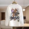 Mens Oversized Cotton Sweatshirt With Cartoon Print Round Neck Long Sleeve Winter Heavyweight Casual Top