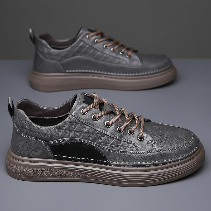 Mode Englischer Stil Elegant Herren Vorstellungsgespräch Business Schuhe Outdoor Sportschuhe Herren Echtleder Freizeitschuhe Grau Trend