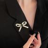 Minimalist Bow & Letter Metal Brooch - Women's Fashion Accessory for Suits and Clothing.