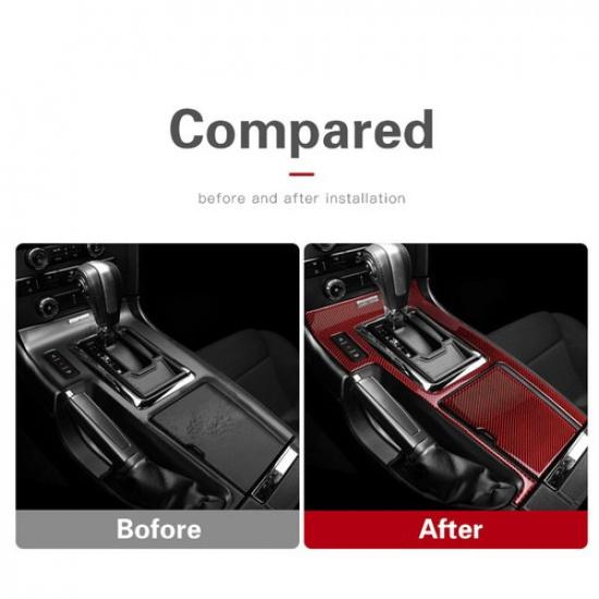 Bright Red Carbon Fiber Car Console Panel Sticker For Ford Mustang 2009-2013 LHD