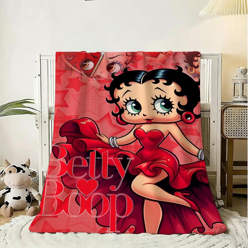 B-BeTTy-CuTe-Boop Throw Soft Flannel Throw Blanket, Lightweight Breathable Summer Nap Blanket For Sofa Home Travel Cozy Decor