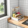 Under Sink Organizer with Sliding Drawer L-Shaped Carbon Steel Storage Rack Rust-Proof Under Sink Rack for Kitchen Bathroom Clutter