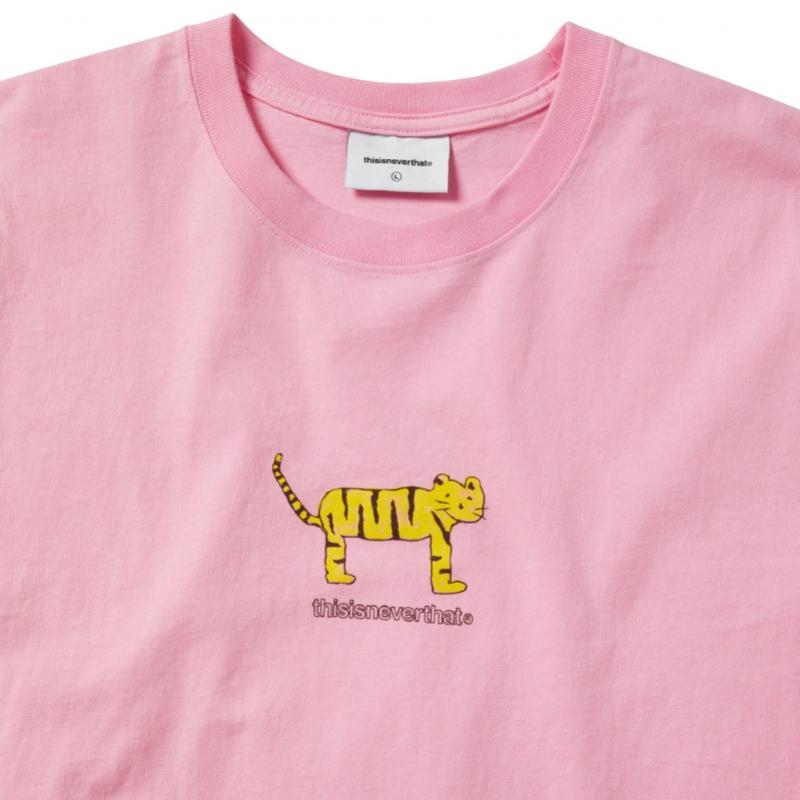 Thisisneverthat Żółty T-shirt z Kotem Różowy