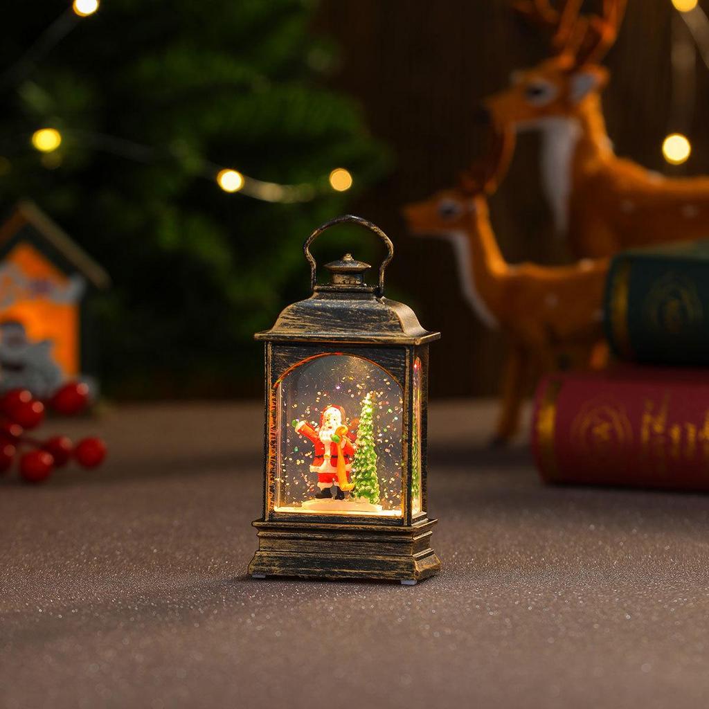 Christmas Water-Filled Lantern Night Light - Festive Desktop Ornament & Decoration Gift
