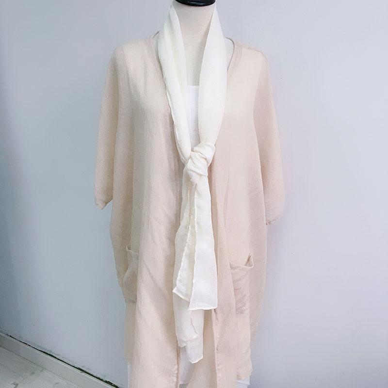 Thin Hollow Solid Color Soft Cotton Scarf Korean Version Thin Narrow Extended Small Silk Scarf Summer Neck Protection