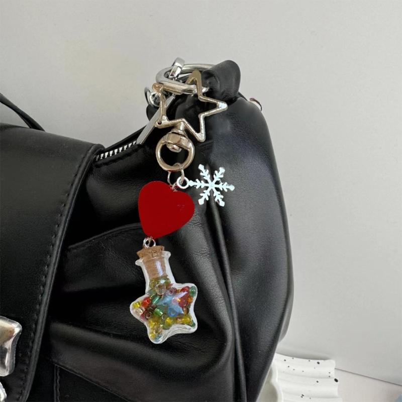 Winter Snowflake Flocking Christmas Phone Strap Keychain Charm for Holiday Spirit and Safety with Soft Sturdy Materials