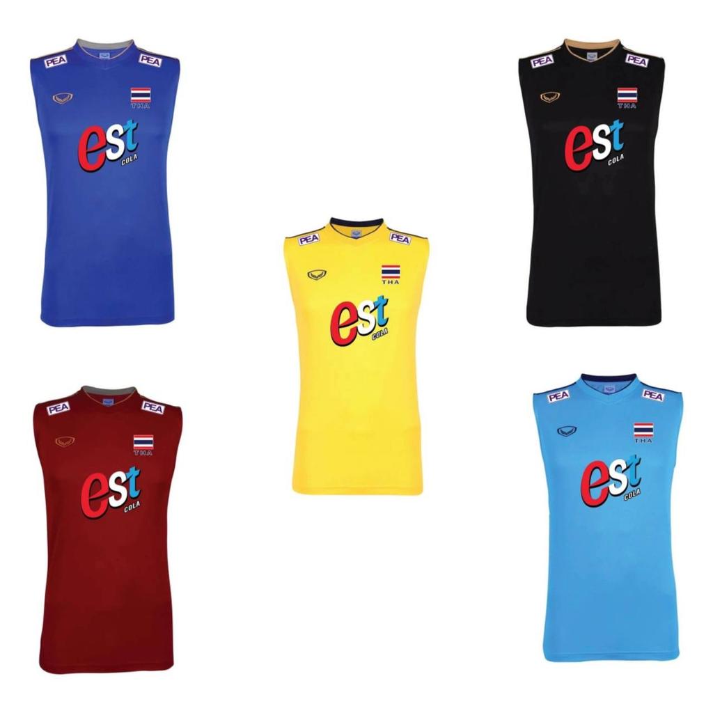 Tayland Milli Voleybol Takımı Atlet Antrenman JERSEY CHEER Fan Baskı Hızlı Kuruyan V Yaka Erkek Kadın Unisex Kolsuz Üniforma Bayrak Logo Spor