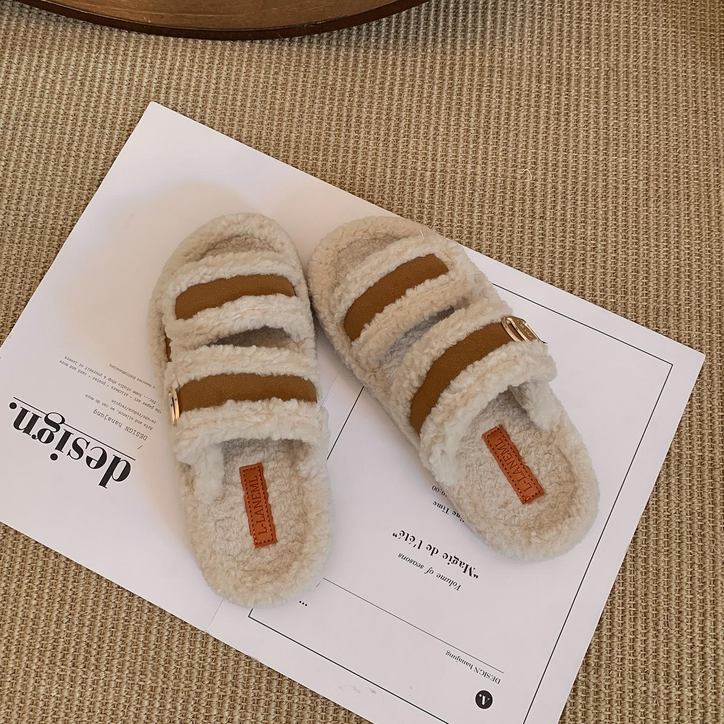 

Женские плюшевые тапочки на толстой подошве Queen Fan для улицы, новинка 2025 года, универсальные тапочки Birkencotton на осень и зиму 41 хаки