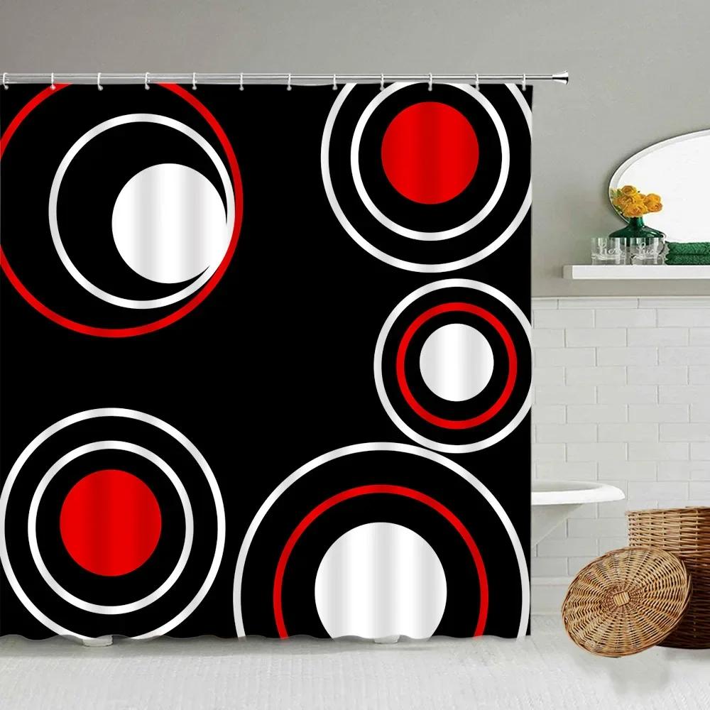 Modern Geometric Pattern Printing Waterproof Shower Curtain Black Gray Blue Creative Design Bathroom With Hook Screen Washable