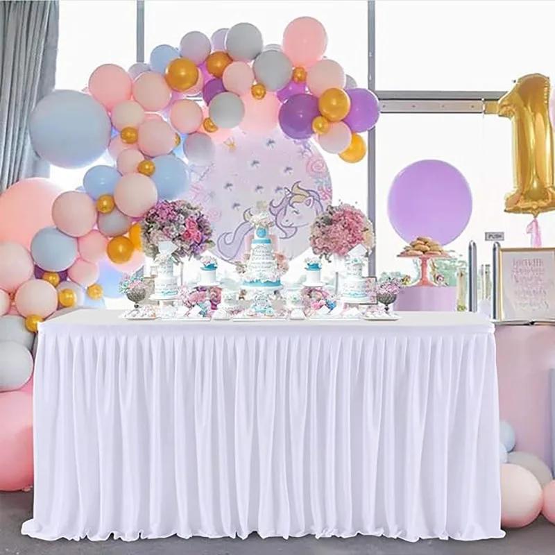 Party Table Skirt Birthday Pleated Dessert Tablecloth Cover Wedding Festive Table Skirting Baby Shower Home Table Decor