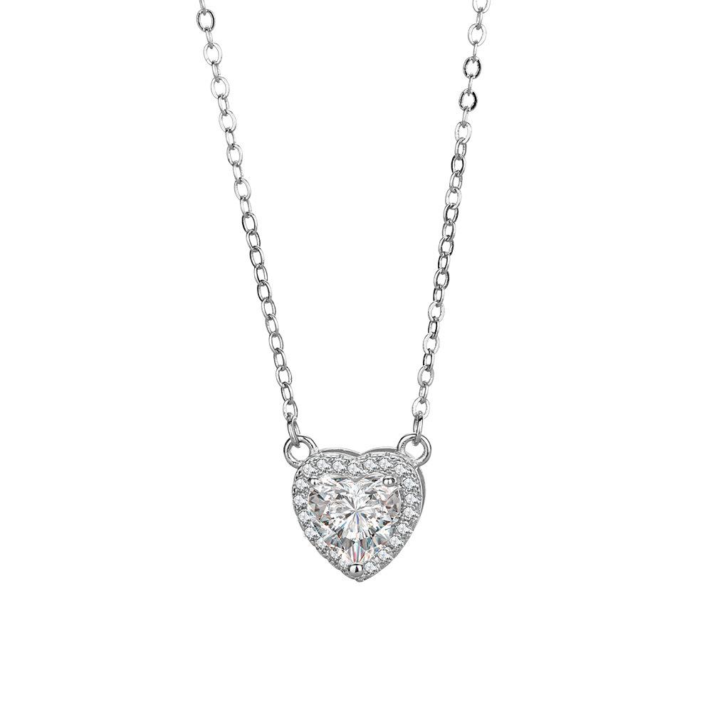 

Hui Zhiyi 2023 Heart Pendant Necklace: 925 Sterling Silver with High Carbon Diamond, Elegant European & American Style 925 Sterling Silver