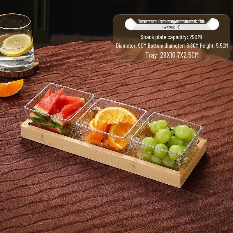 Qiwai Melamine Divided Snack & Fruit Plate with Lid