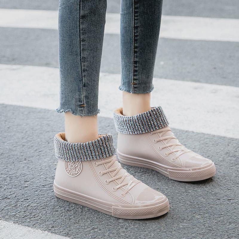 Fashion Outer Wear Women's Rain Shoes Rubber Shoes Women's Short Waterproof Shoes Non-slip Work Glue Four-season Rain Boots