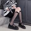Sexy Mesh Fishnet High Knee Sock Women Polka Dot Print Long Socks Lingerie Thin Transparent Lolita Kawaii Stockings Summer Black