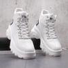 White High Top Board Boots for Men Thick Soled Men Boots with Elevated Height Inside Outdoor Casual Versatile High-top Shoes