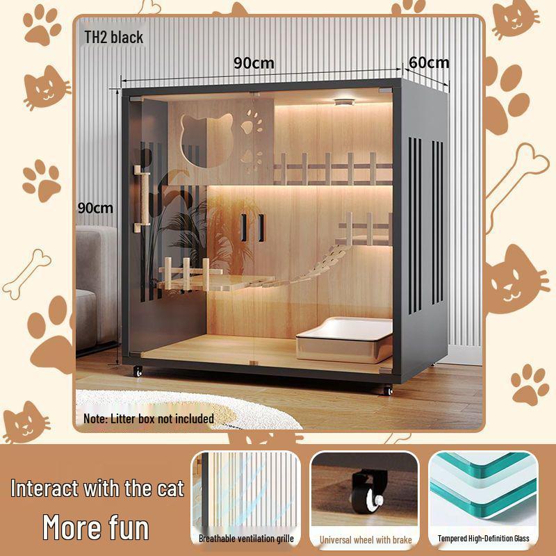 Wooden Indoor Cat Villa: Multi-Functional Pet Cabinet Shelter and Bed