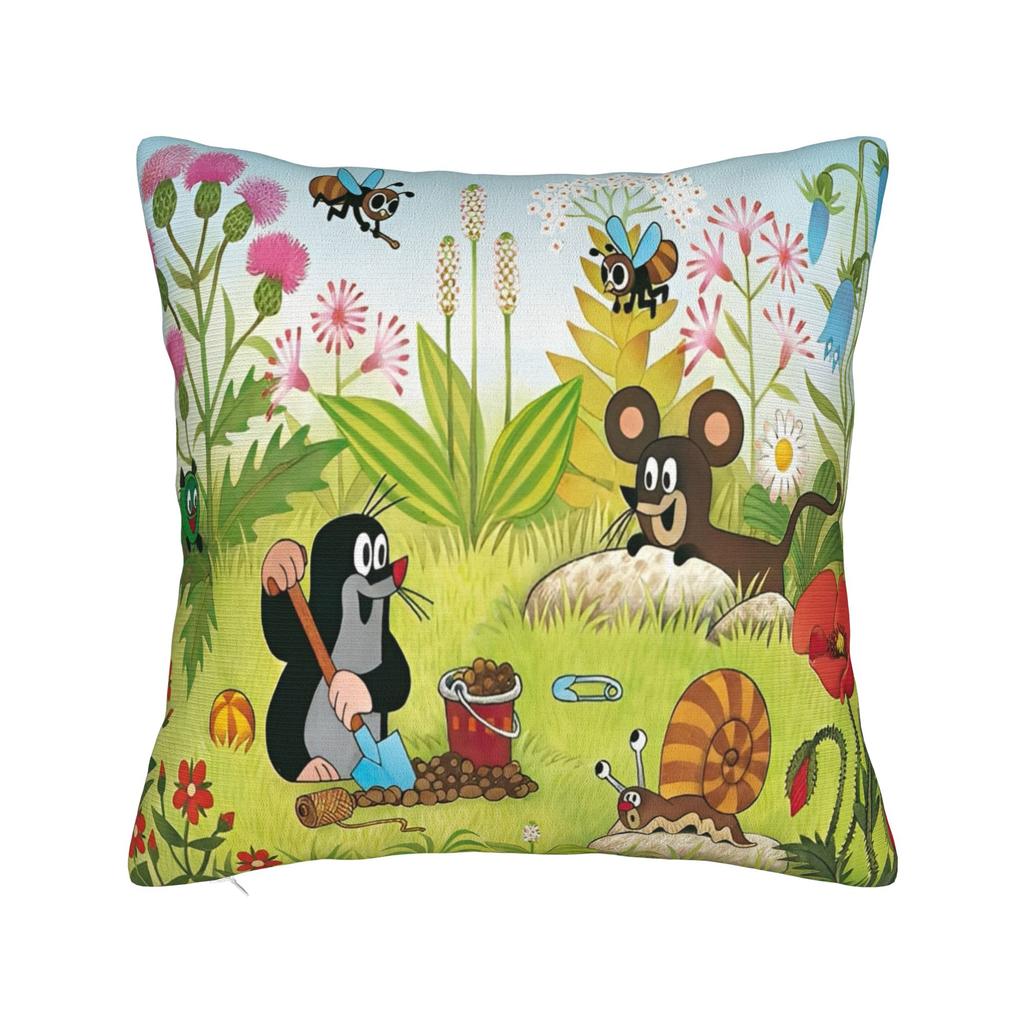 Federa Cuscino Cartone Animato La Talpa Animale Merch Copricuscino Stampato Copricuscini Decorazioni per Auto con Zip Varie Misure