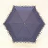 Genuine Umbrella Works Folding Umbrella with Organza Six Easy Opening Lace, Navy, Ribs, Lightweight,