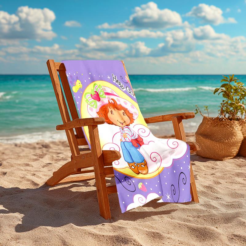 1pc Strawberry Princess3 Beach Towel, Comfortable and Thick, and Swimming/Bath/Picnic/Camping Towel, Suitable for Seaside Beaches