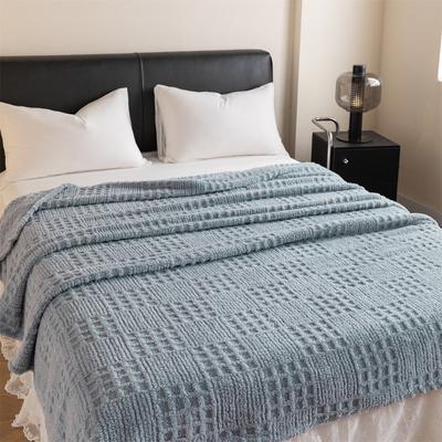 Grueso Felpa, Cálida Manta de Cobertura de Gofre de Terciopelo de Doble Cara, Manta de Franela Jacquard con Tejido de Punto de Felpa para Otoño e Invierno