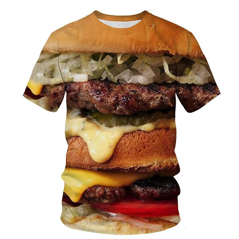 Funny Fried Eggs 3D Printed T-Shirts Food Hamburg French Fries Streetwear S