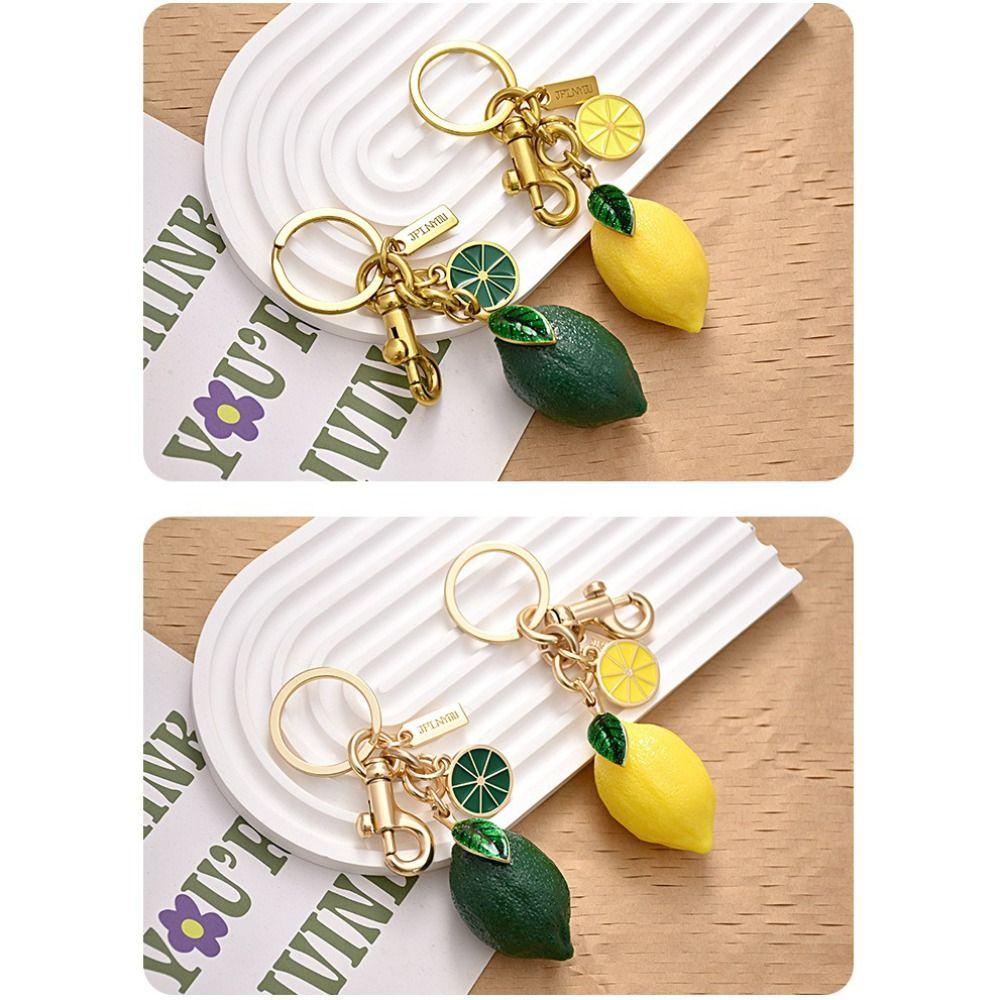 Fruktformad Citron Nyckelring Fräsch Design Handväska Hänge Ny Nyckelring