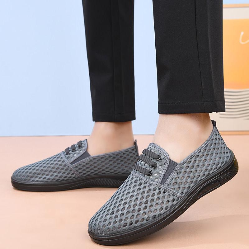 Men's Mesh Shoes Summer Breathable Hollow Thin Casual Shoes Anti Slip Lightweight Wear-resistant Sandals for Men