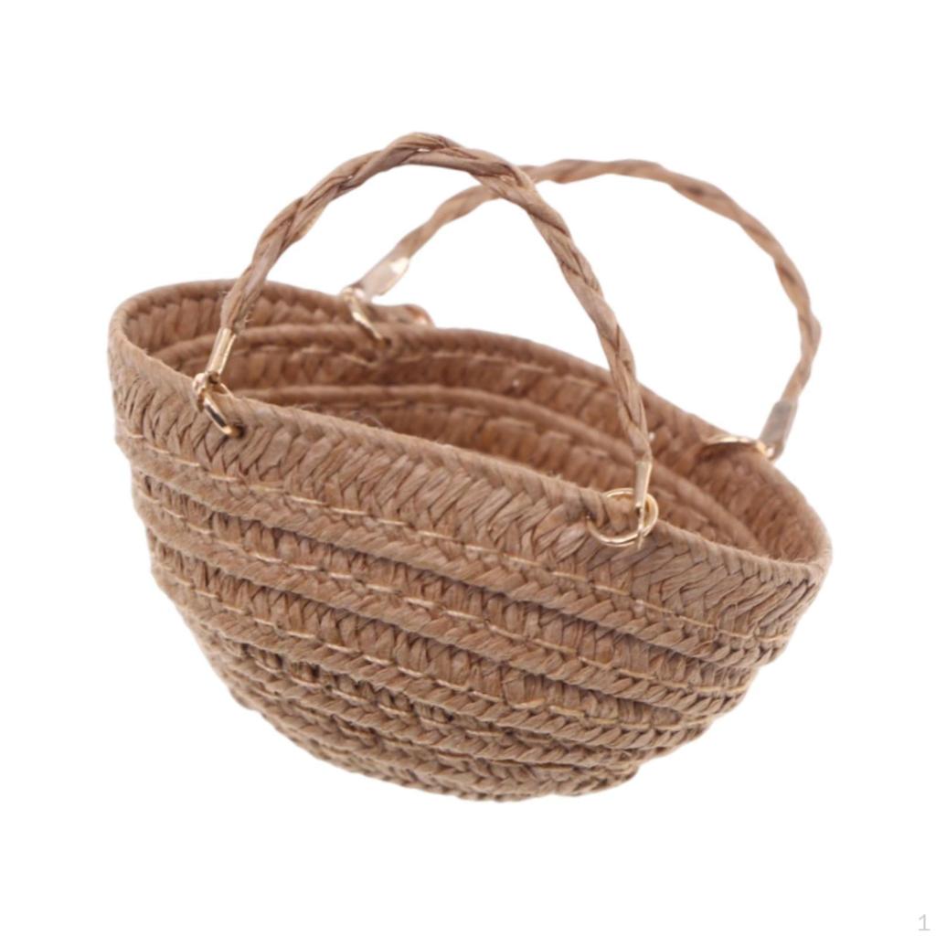 1/12 Dollhouse Hand Woven Bag Mini DIY Model Micro Landscape Ornament Miniature Storage Basket