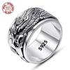 12mm Width Real S925 Silver Lucky Dragon Double Layer Rotatable Closed Dragon Ring For Man Woman Fiine Jewelry Gift