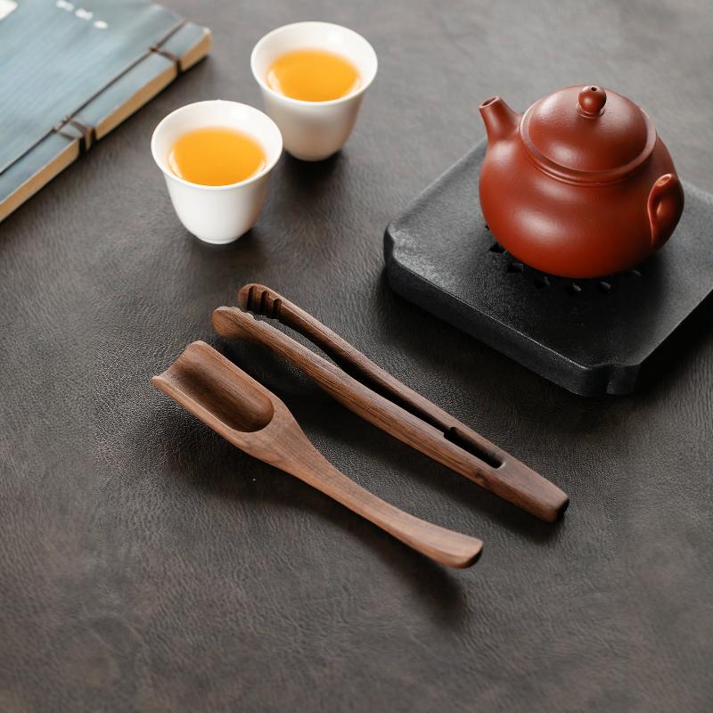 Hand Polished Vintage Ebony Tea Spoon Solid Wood Handle Durable Small Natural Tea Shovel for Home Coffee Bar