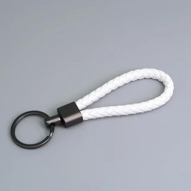 Trend Black Pink Color Braided Rope Car Keychain Fresh Ice Cream Color Key Pendant Sheep Pattern High Ring Leather Rope Amagi