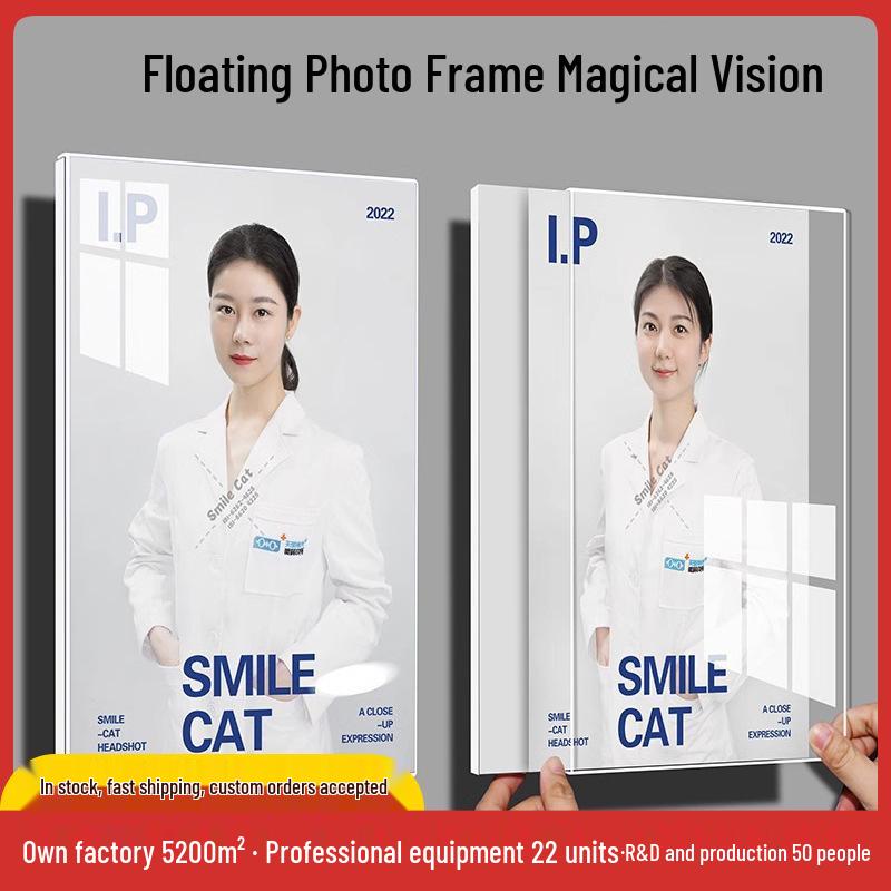 Clear Acrylic Hanging Profile Photo Frame for Professionals Horizontal