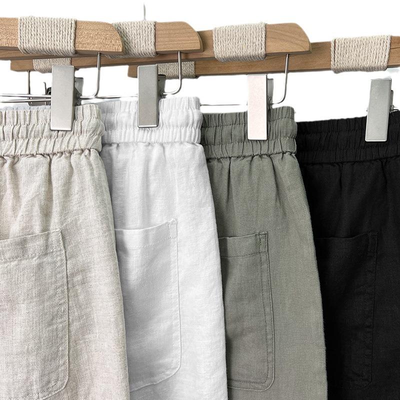 Men's Pure Linen Summer Trousers - Loose Fit, Straight Wide-Leg Casual Pants